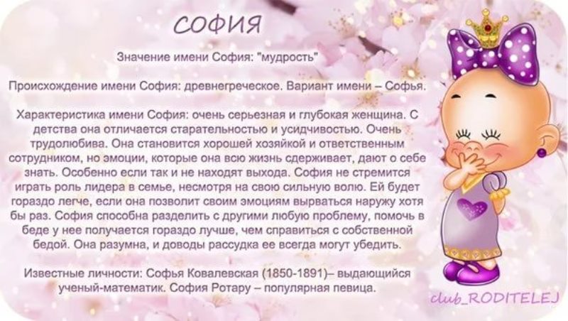 Проект 3 класс про имя софья