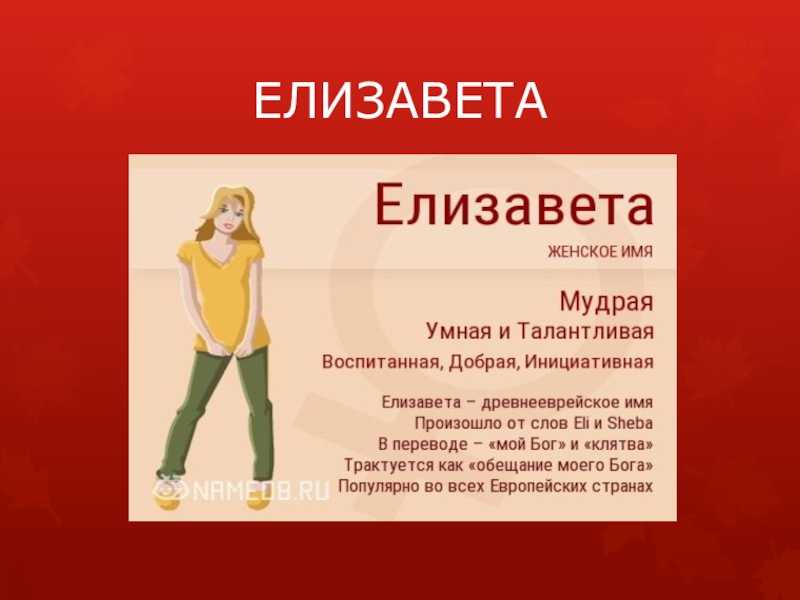 Значение имени елизавета
